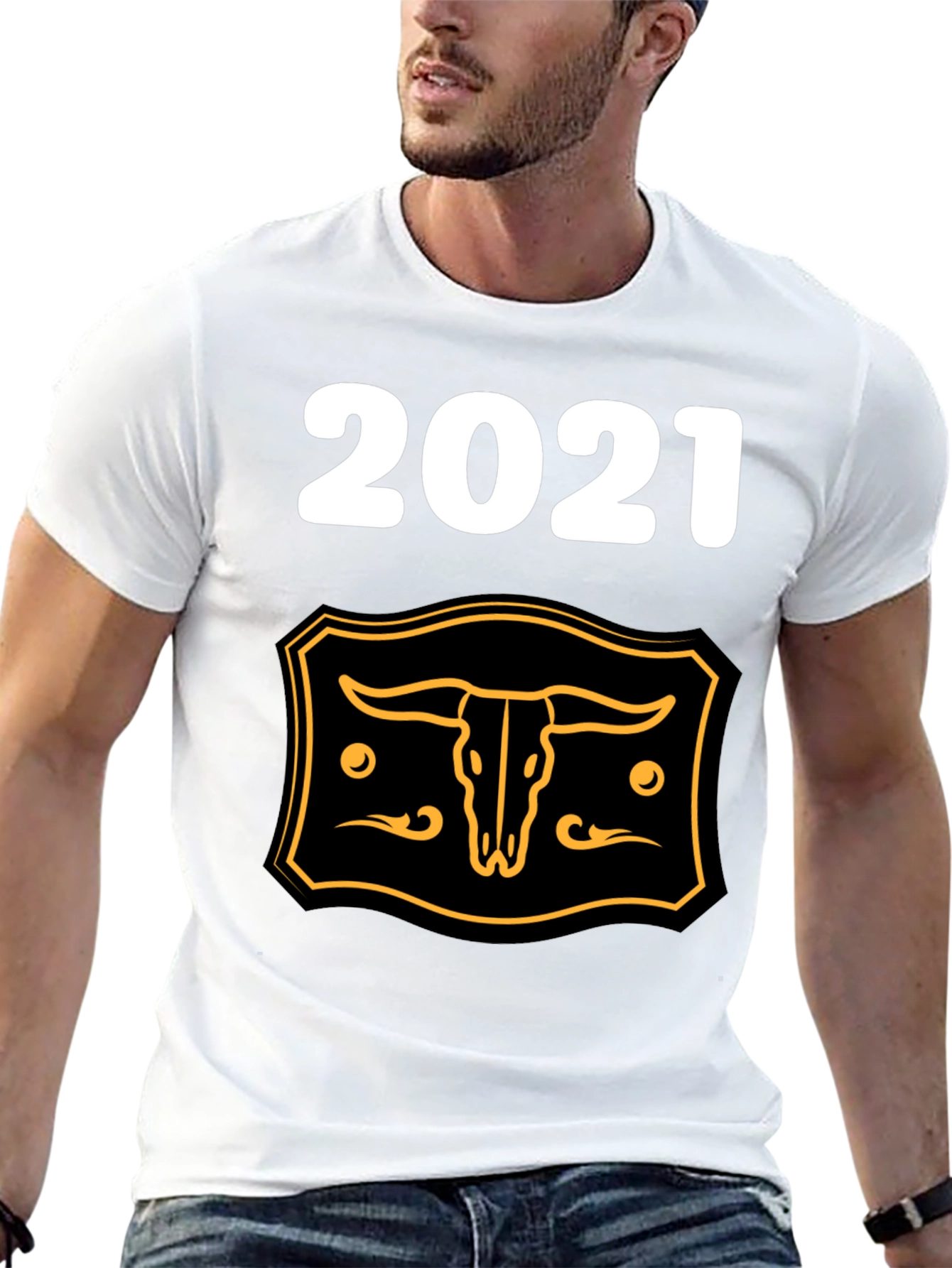 2021 Steer Skull Graphic Tee - Black Cotton Blend