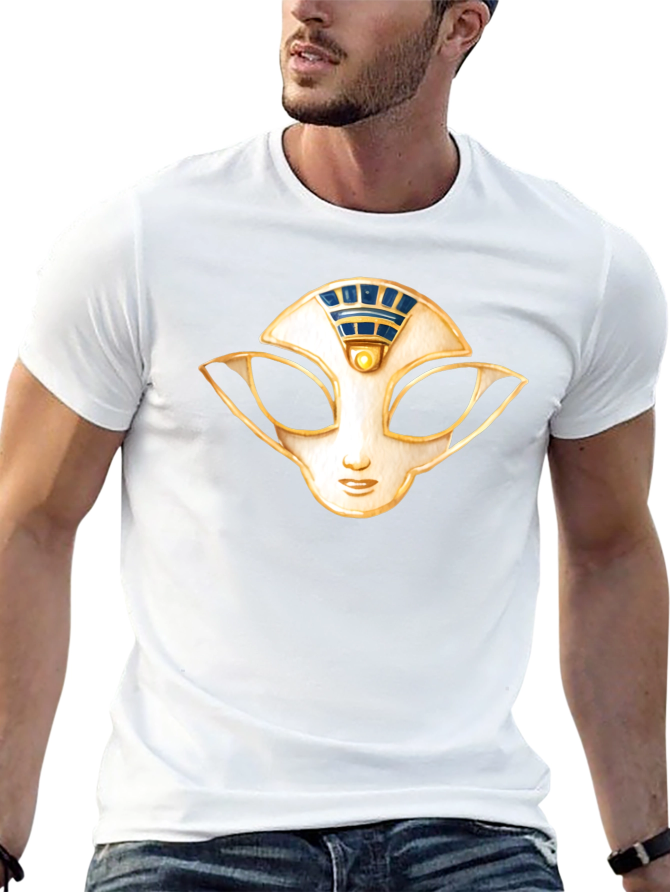 Mystic Mask Graphic Tee - Soft Black Cotton