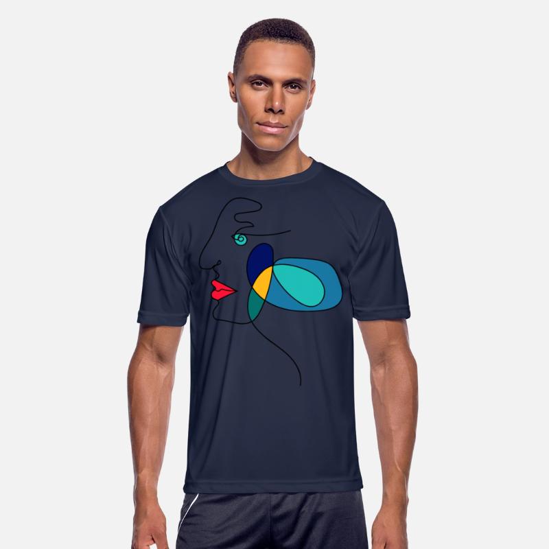 Abstract art painting. Colorful face made of lines