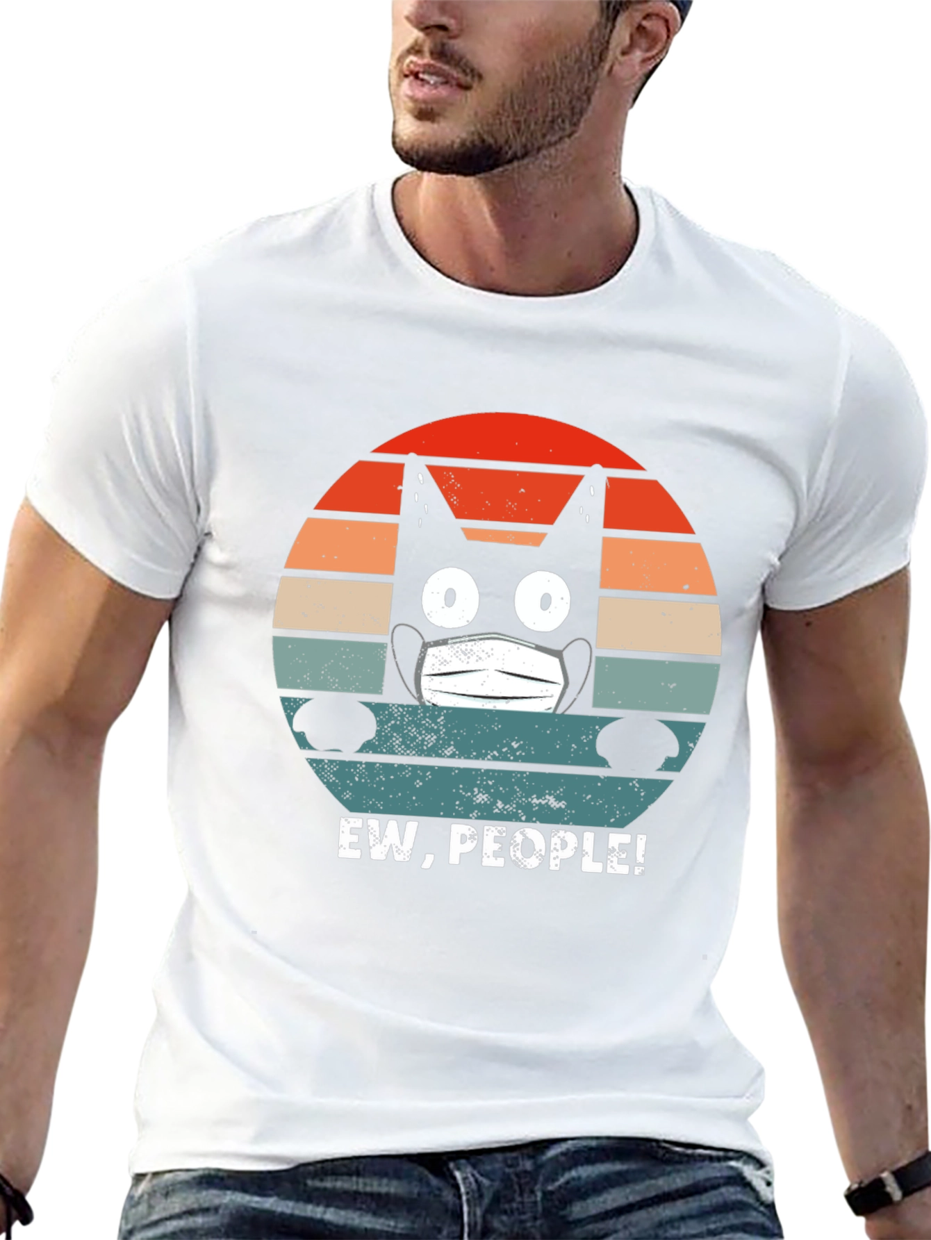 Ew People! Cat Mask Graphic T-Shirt