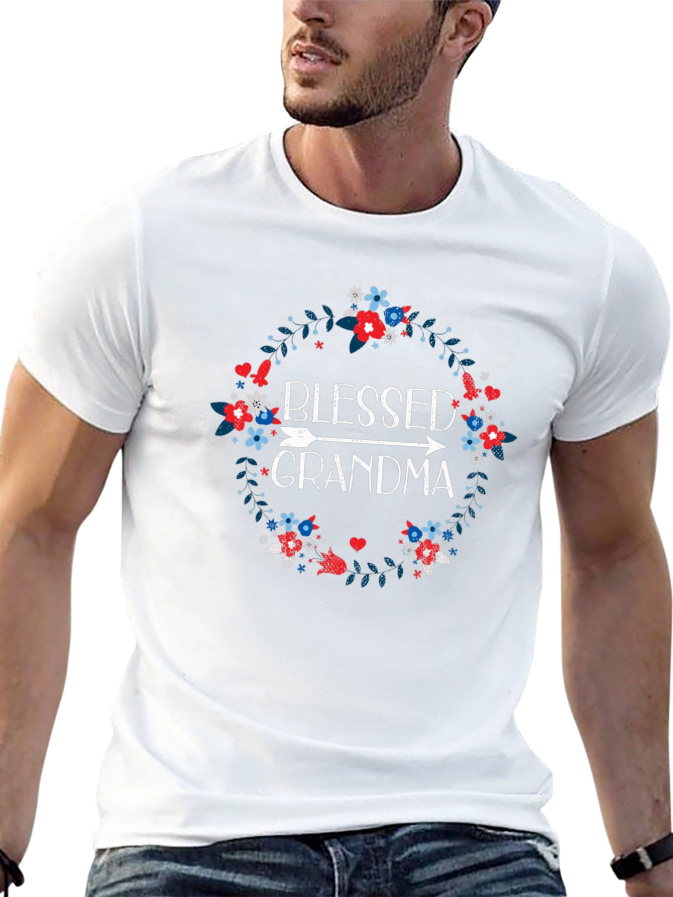 Blessed Grandma Floral Wreath T-Shirt