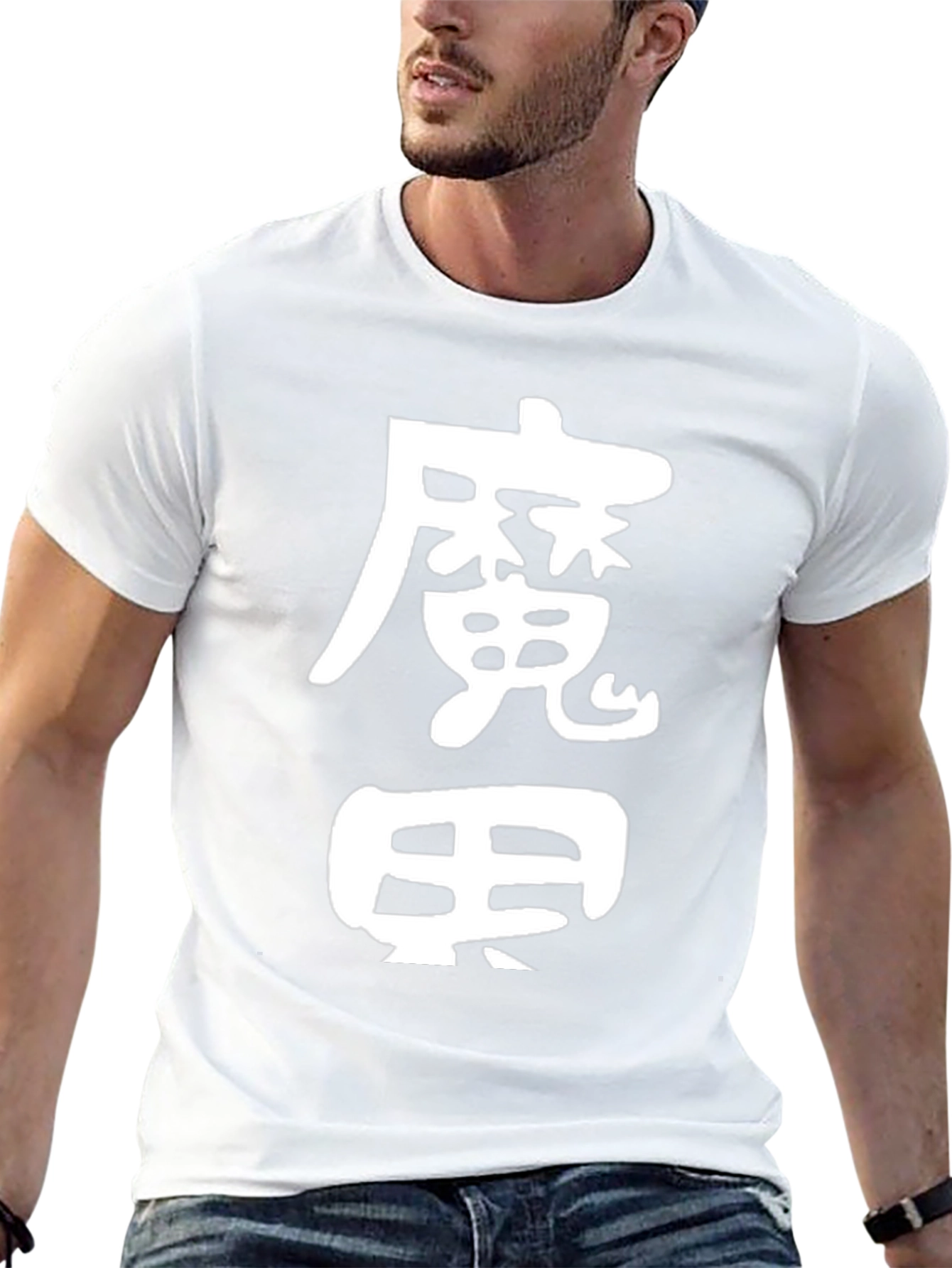 Black T-Shirt with White Japanese Character Graphic
