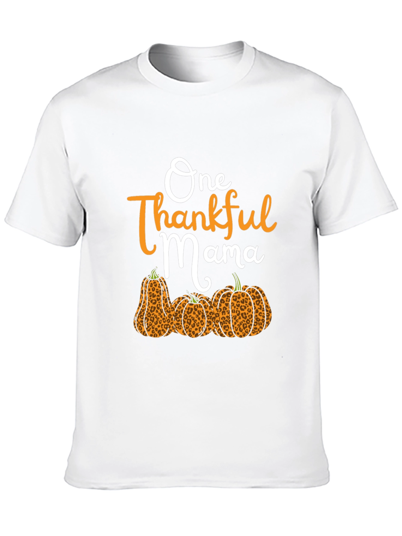 One Thankful Mama Leopard Print Pumpkin T-Shirt