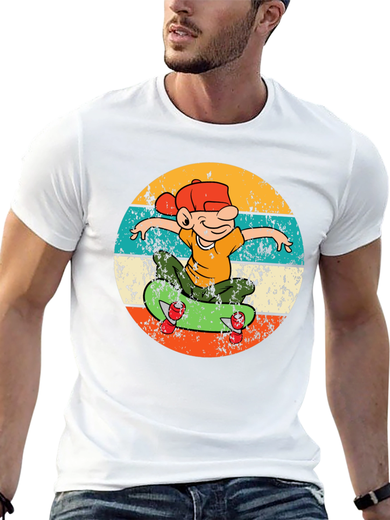 Retro Skateboard Kid Graphic Tee - Cool & Casual