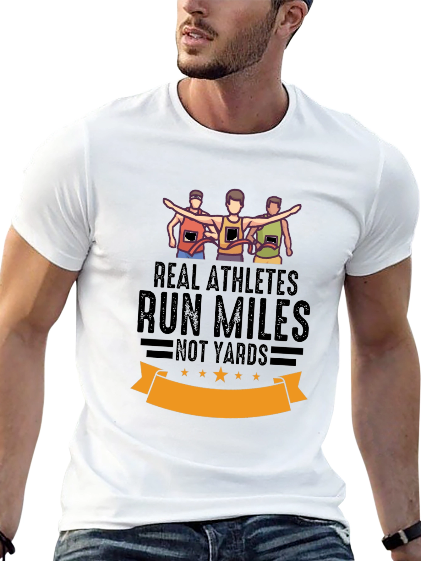 Real Athletes Run Miles Black T-Shirt
