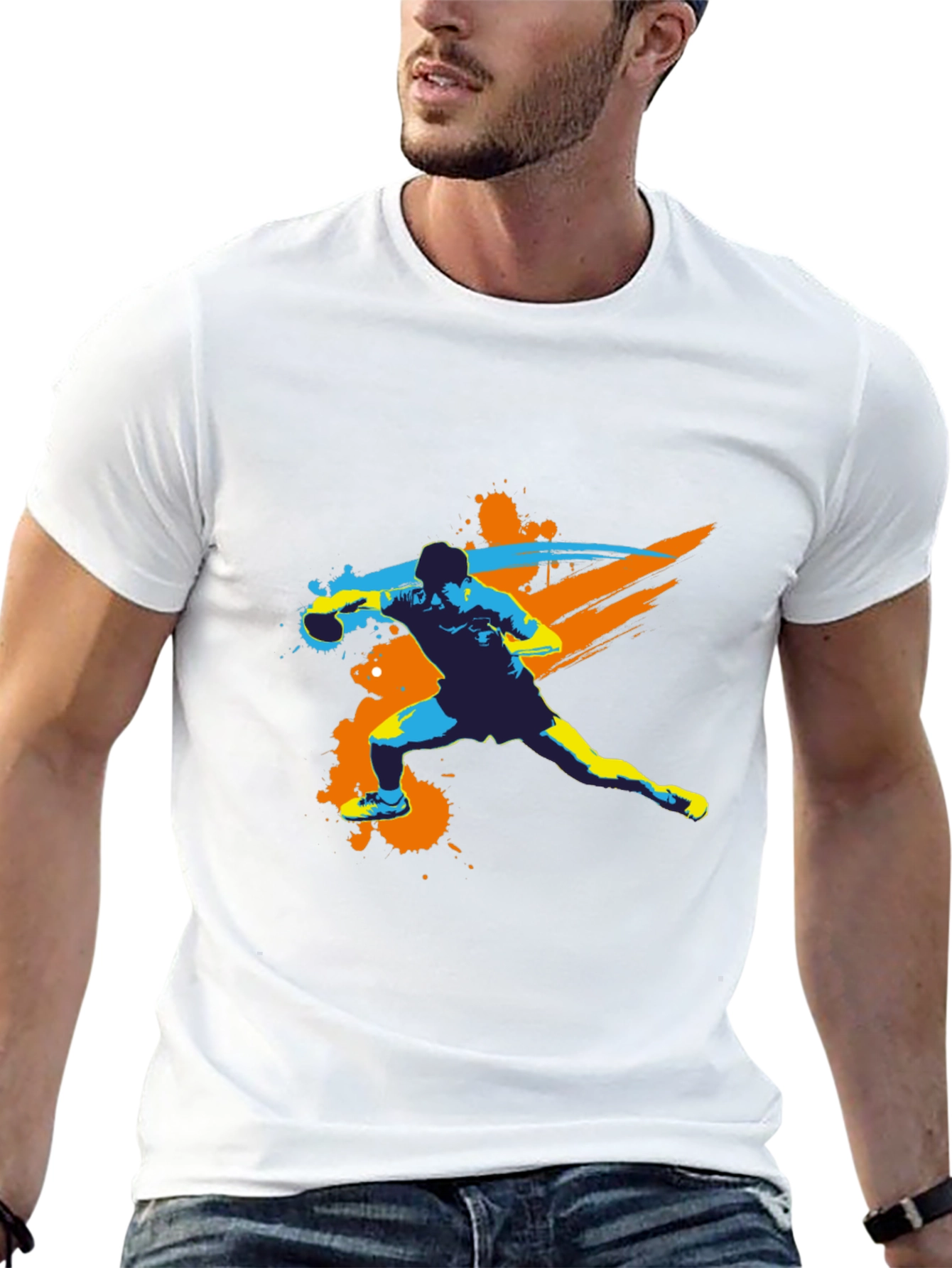 Dynamic Football Player Graphic Tee - Black