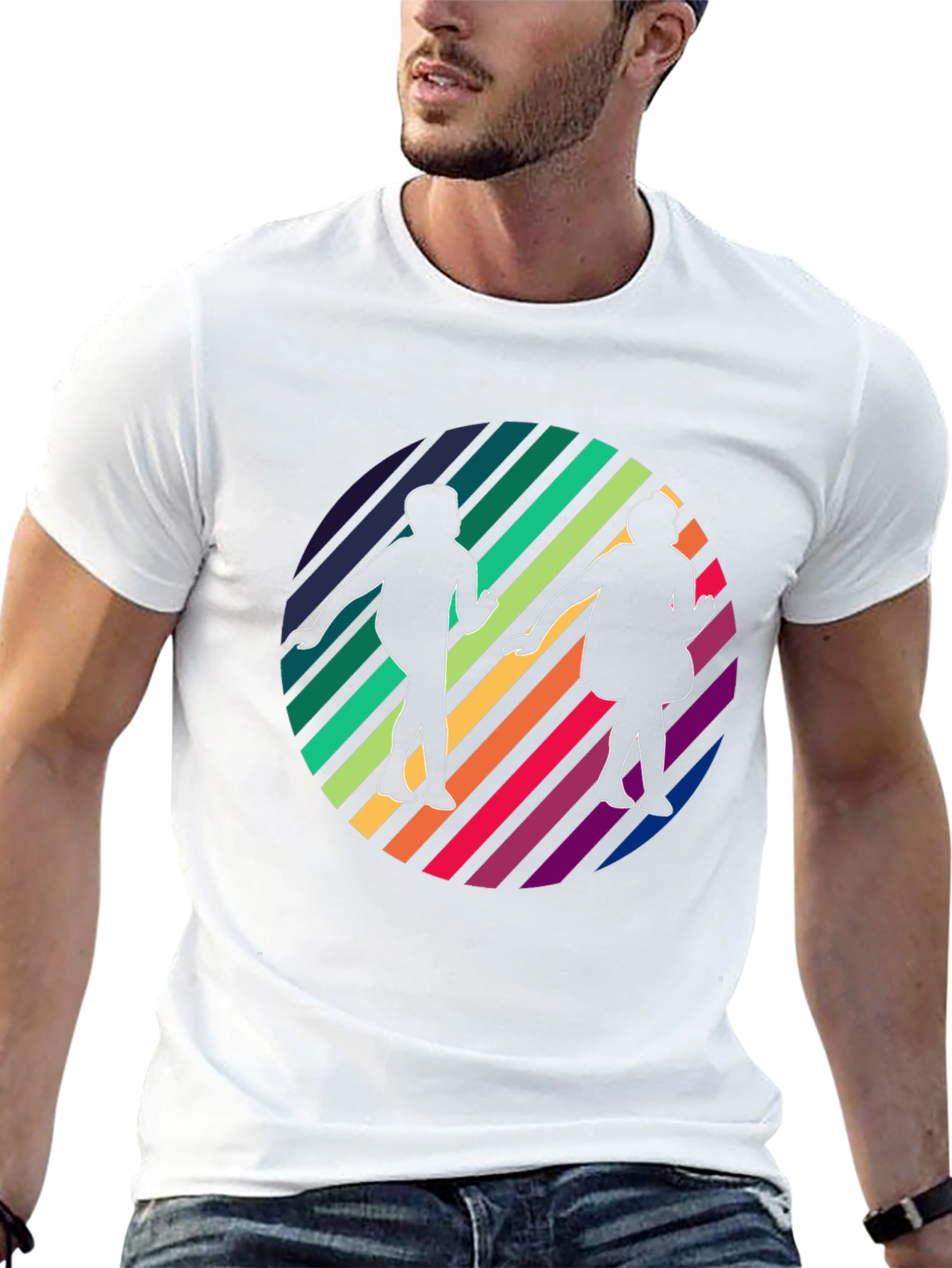 Retro Rainbow Dance Silhouette Tee