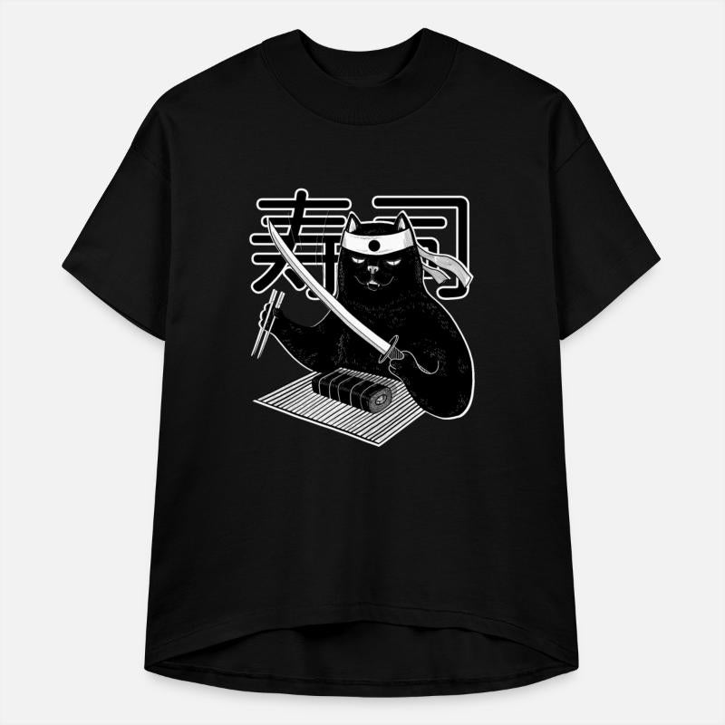 Black Cat Chef Sushi Funny Food Cute Pet Samurai