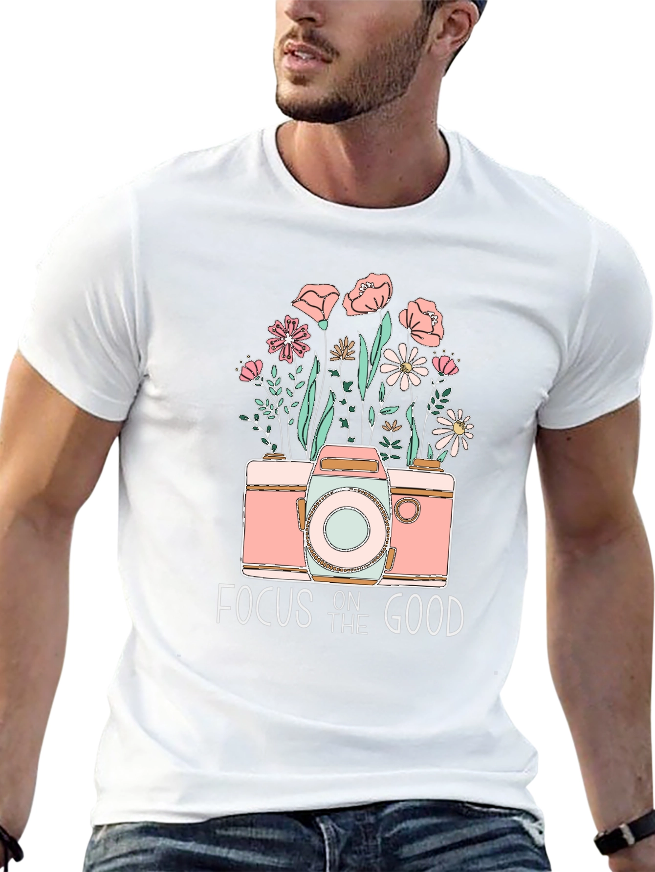 Focus on the Good Camera Floral Graphic Tee