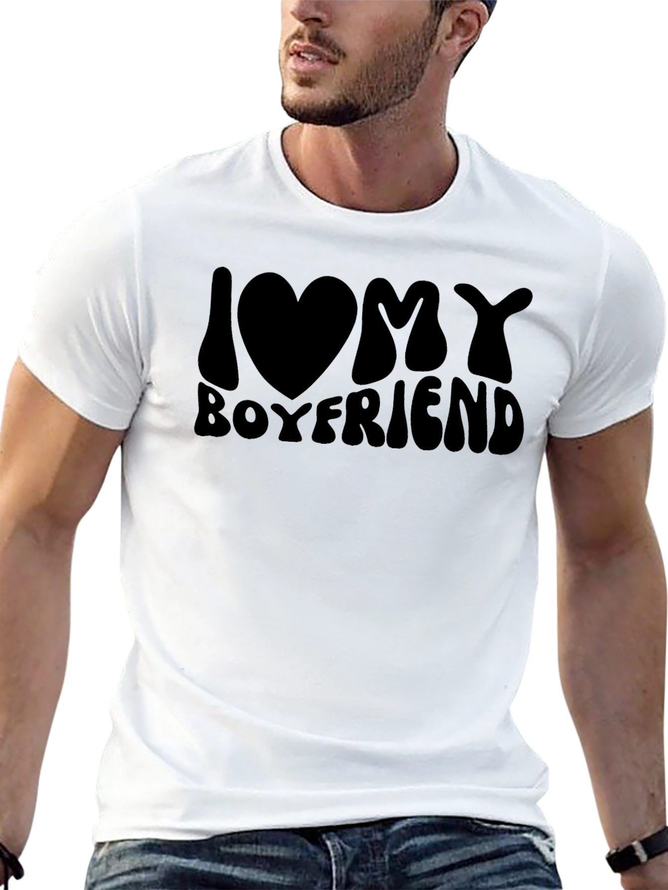 I Love My Boyfriend Graphic Tee - Black