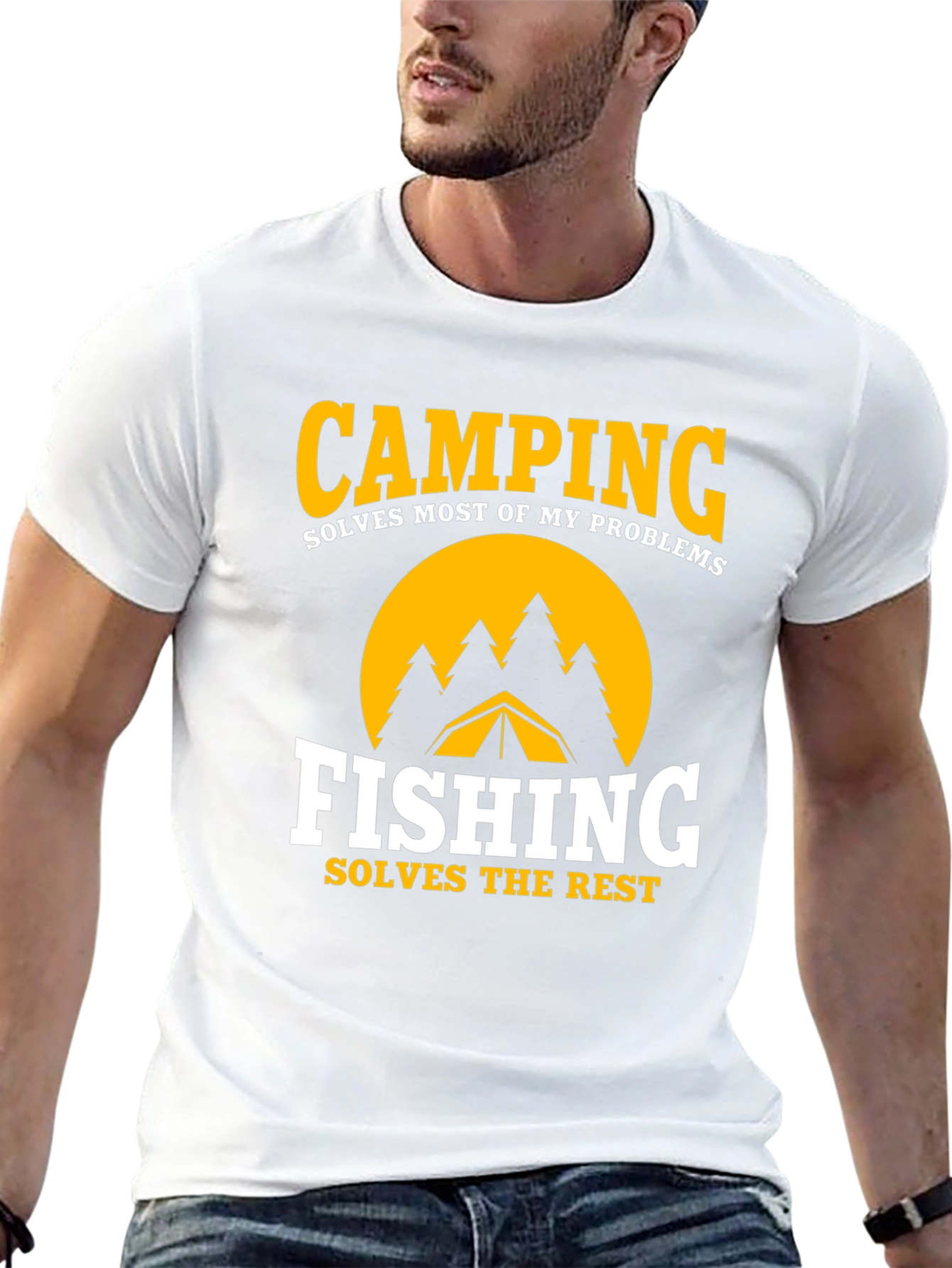 Camping & Fishing Graphic Tee - Problem Solver Shirt