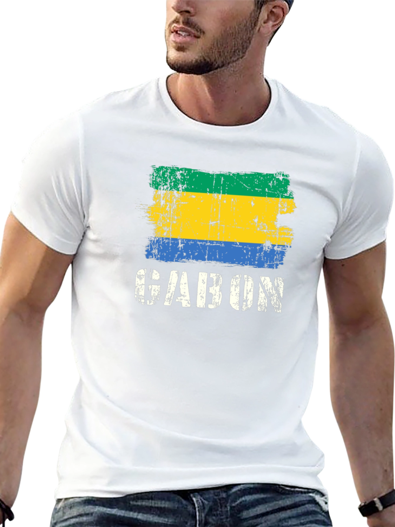 Gabon Flag Grunge T-Shirt