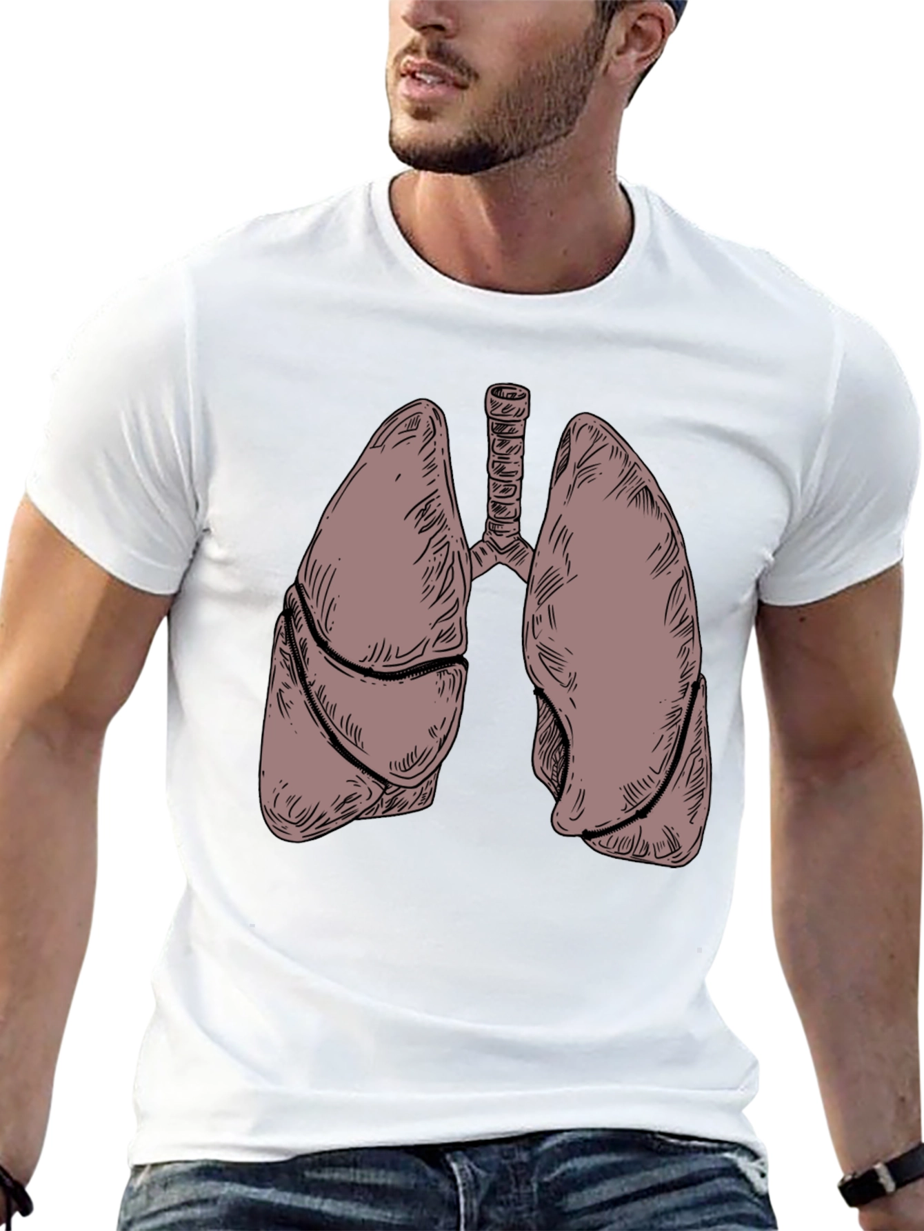Anatomical Lungs Graphic T-Shirt - Black