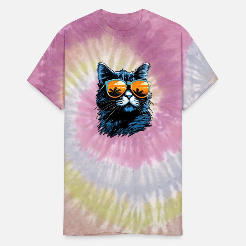 cat in sunglasses in the style of tropics