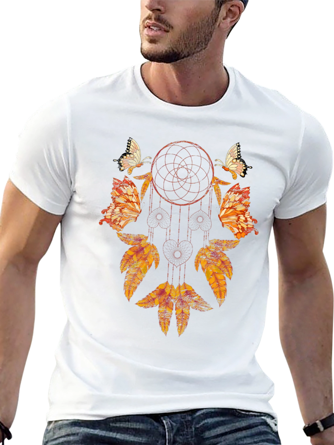 Dreamcatcher Butterfly Graphic Tee - Stylish Black Shirt