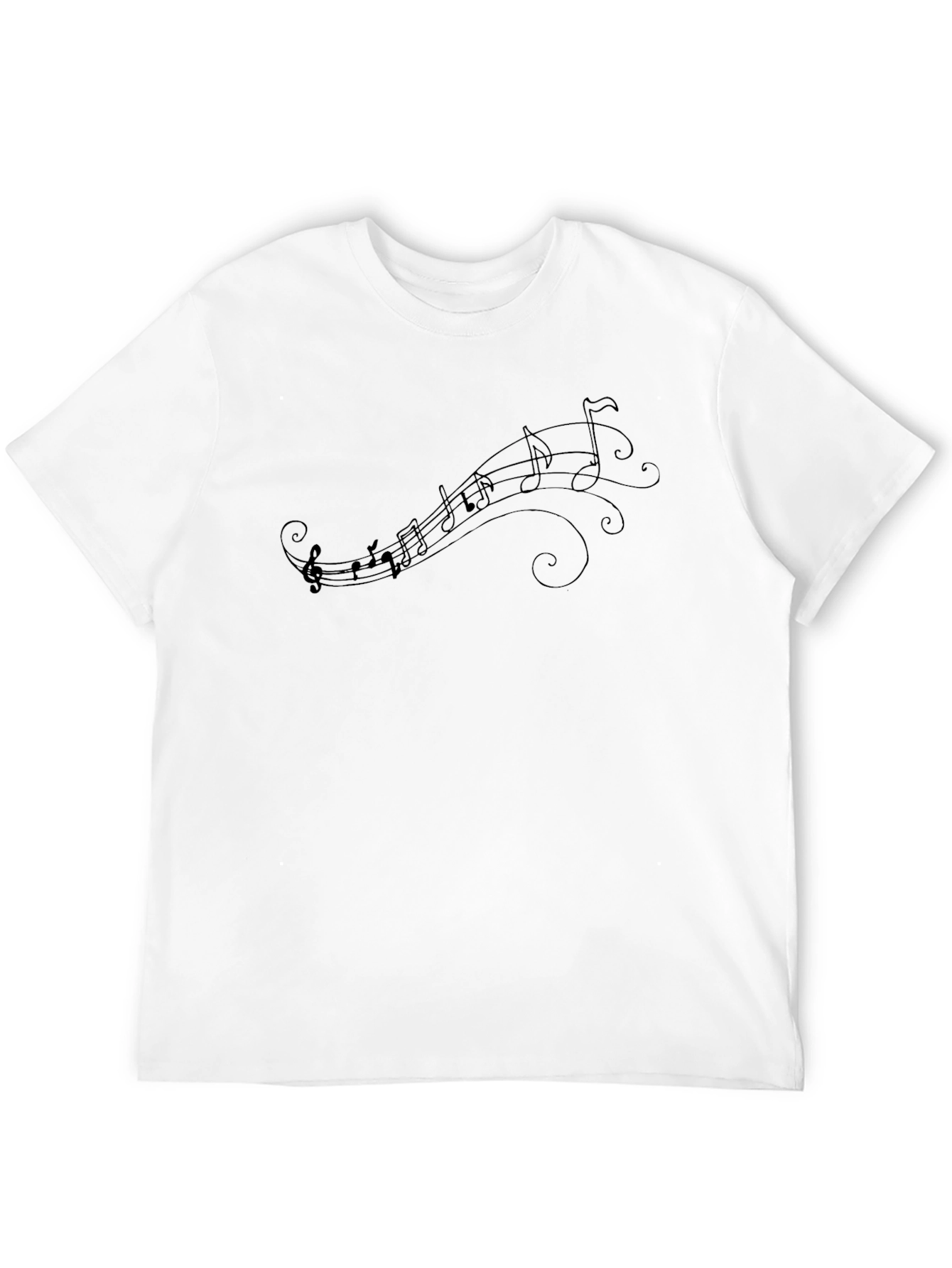 Music Notes Graphic Tee - Black Cotton T-Shirt