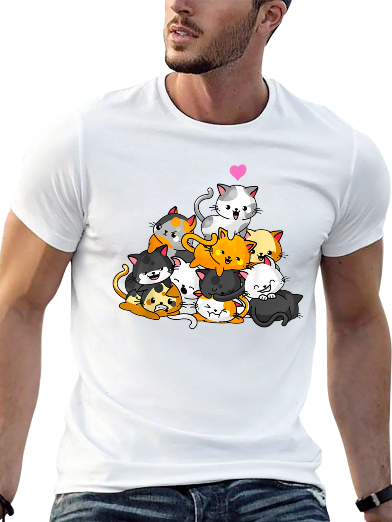 Cute Cats Graphic Black T-Shirt