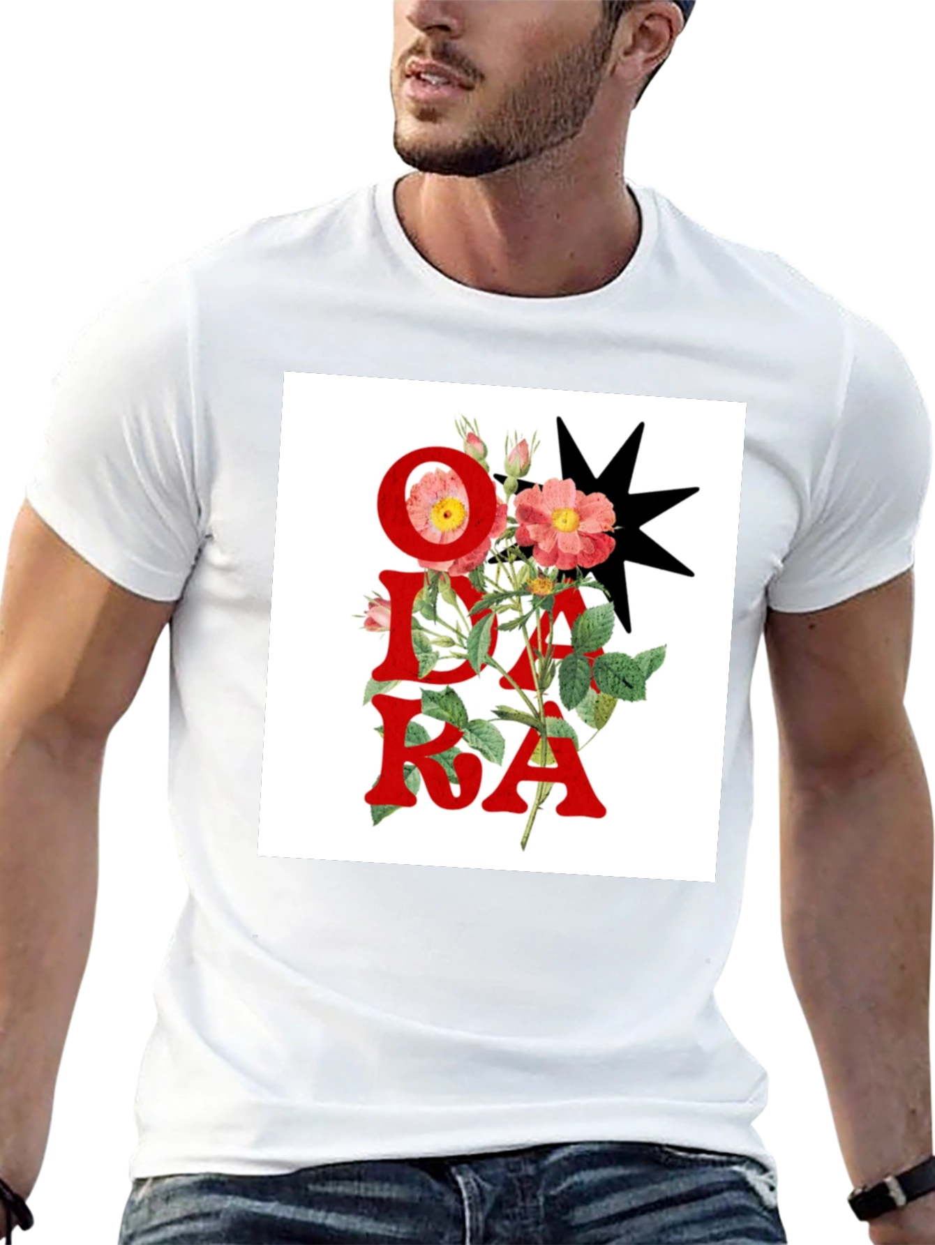 Floral OKDA T-Shirt - Unique Graphic Tee