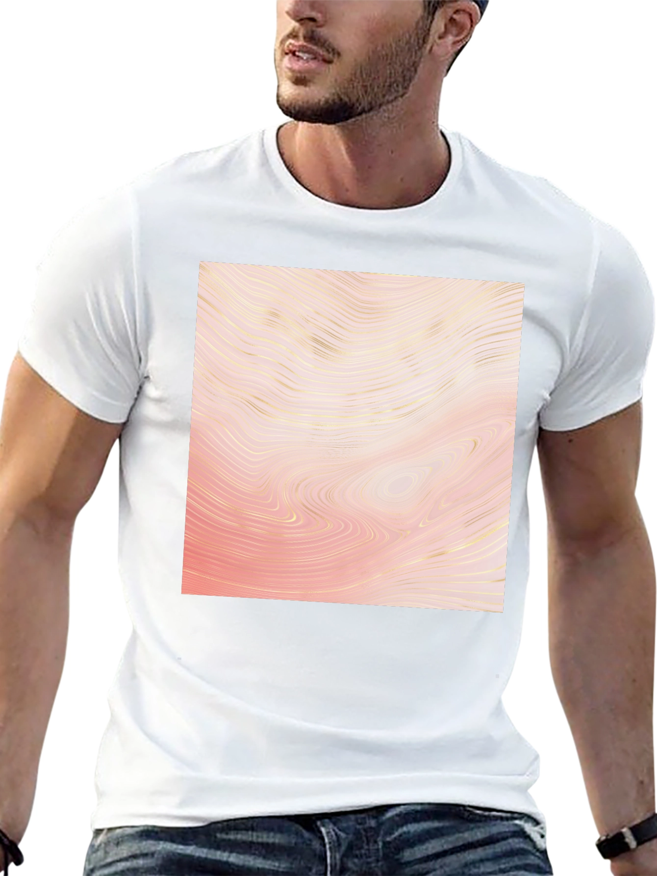 Abstract Wave Pattern Black T-Shirt