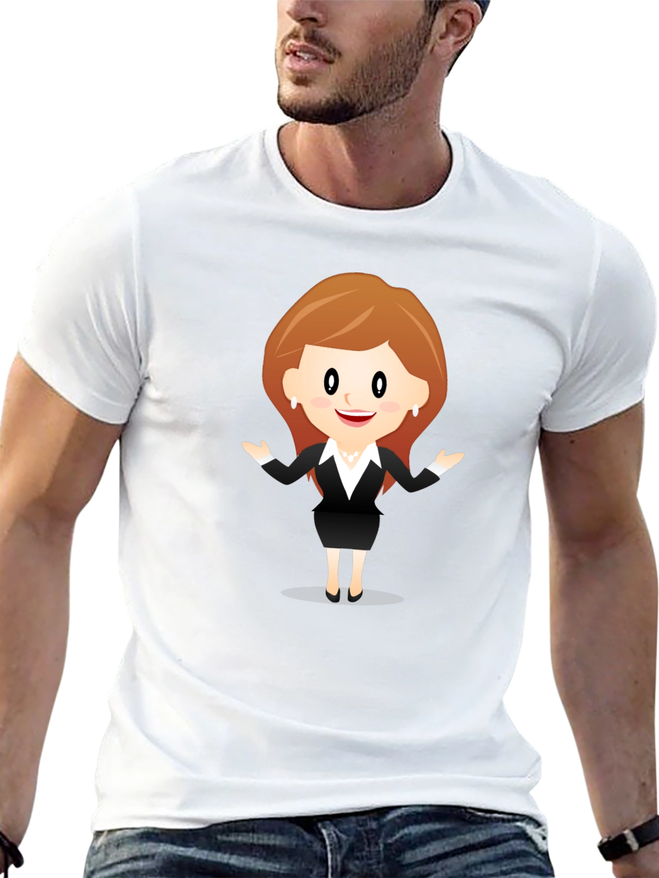 Cartoon Businesswoman Black T-Shirt