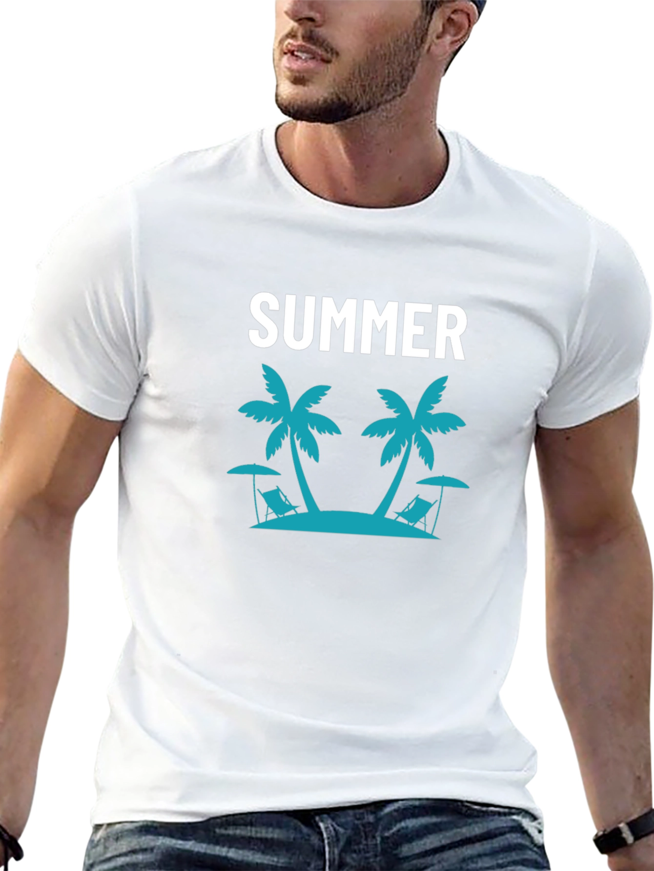 Summer Beach Palm Tree Graphic T-Shirt
