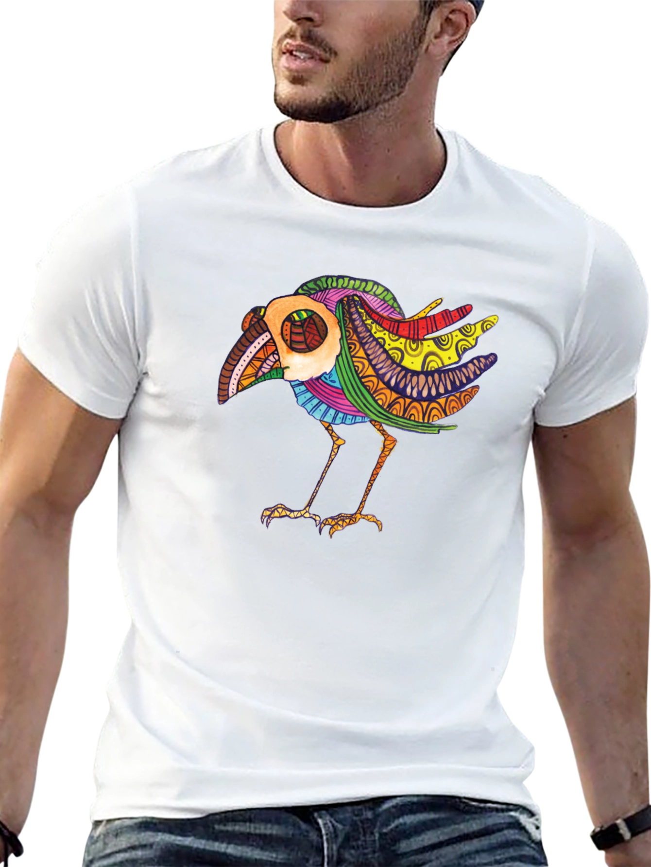 Abstract Bird Graphic Black Tee