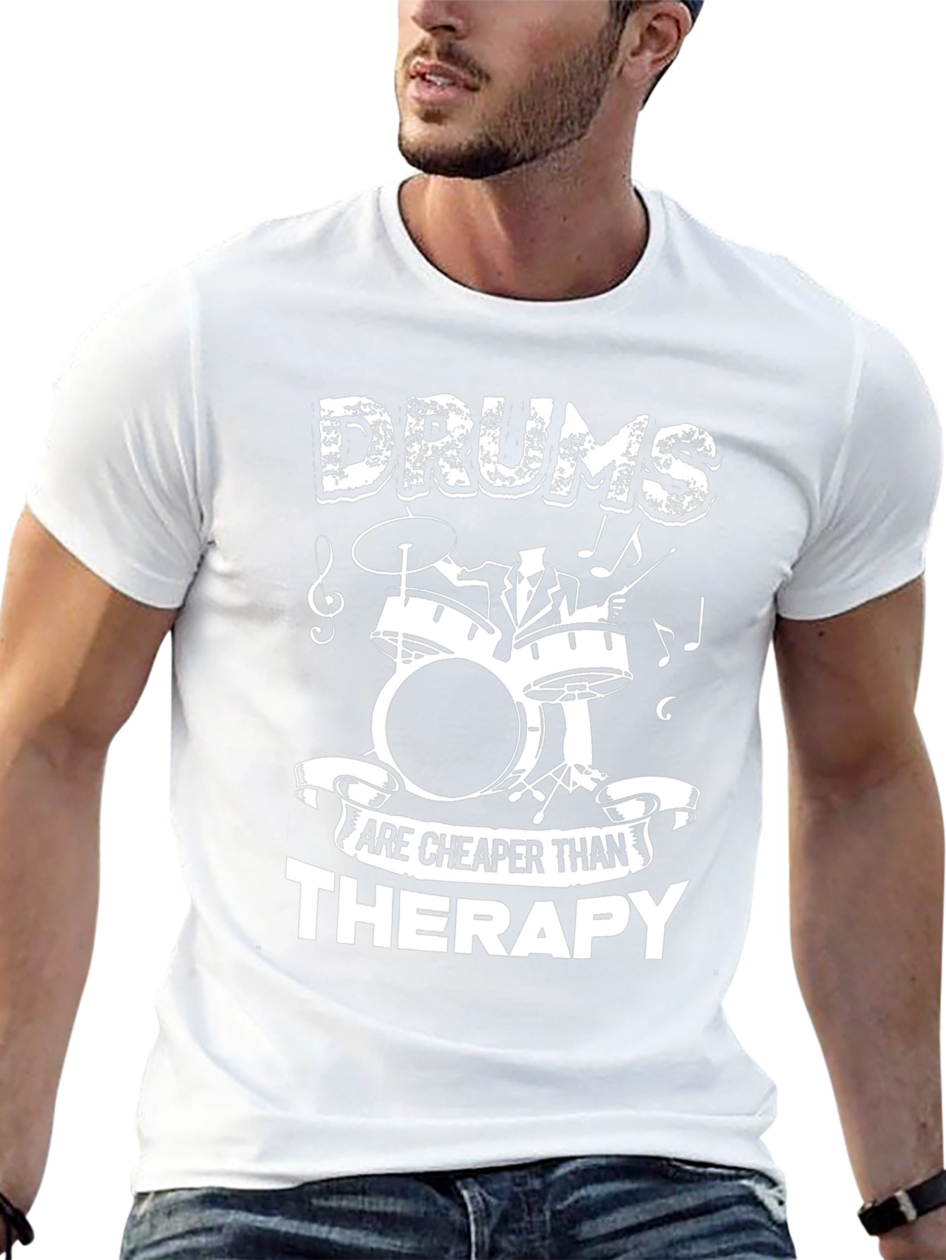 Drums Cheaper Than Therapy T-Shirt Musician Tee
