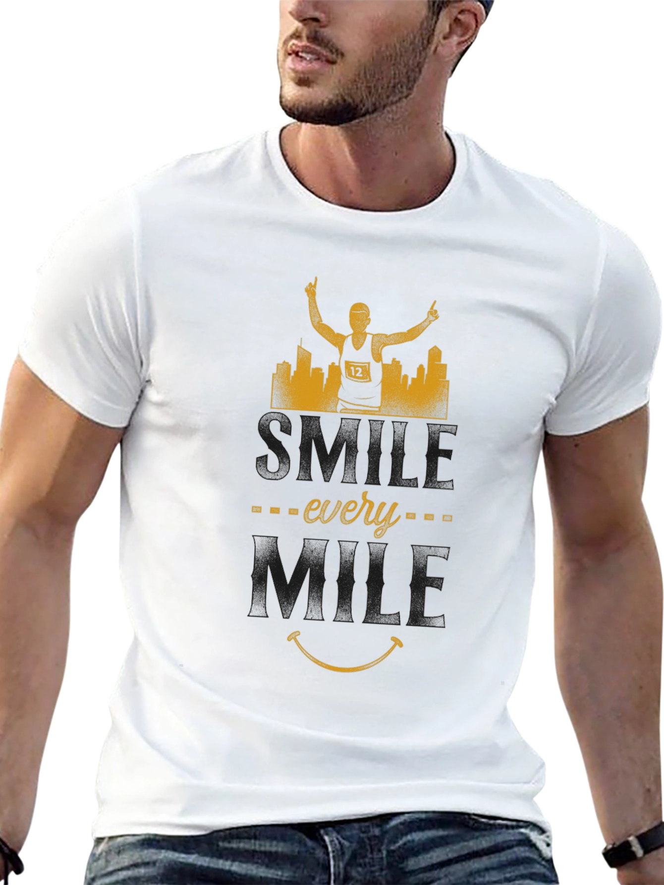 Smile Every Mile Black Graphic Tee