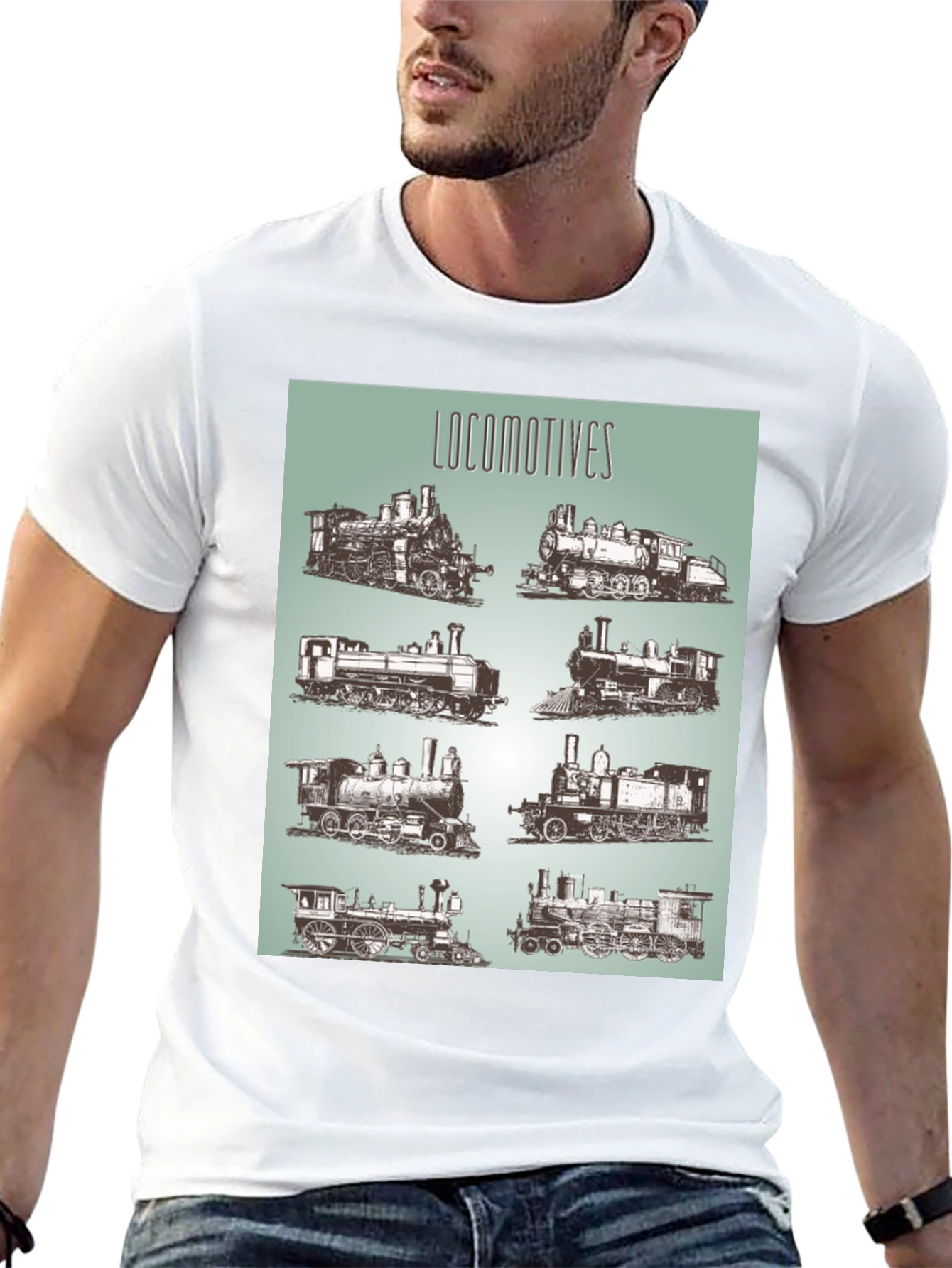 Locomotive Train Graphic Tee - Black Cotton T-Shirt