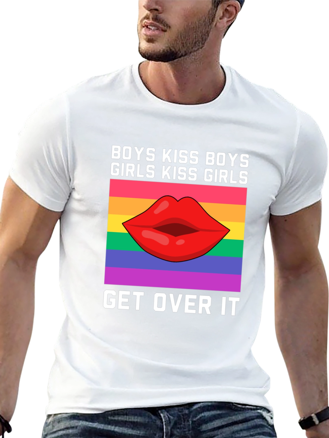 LGBTQ+ Pride T-Shirt: Boys Kiss Boys Girls Kiss Girls