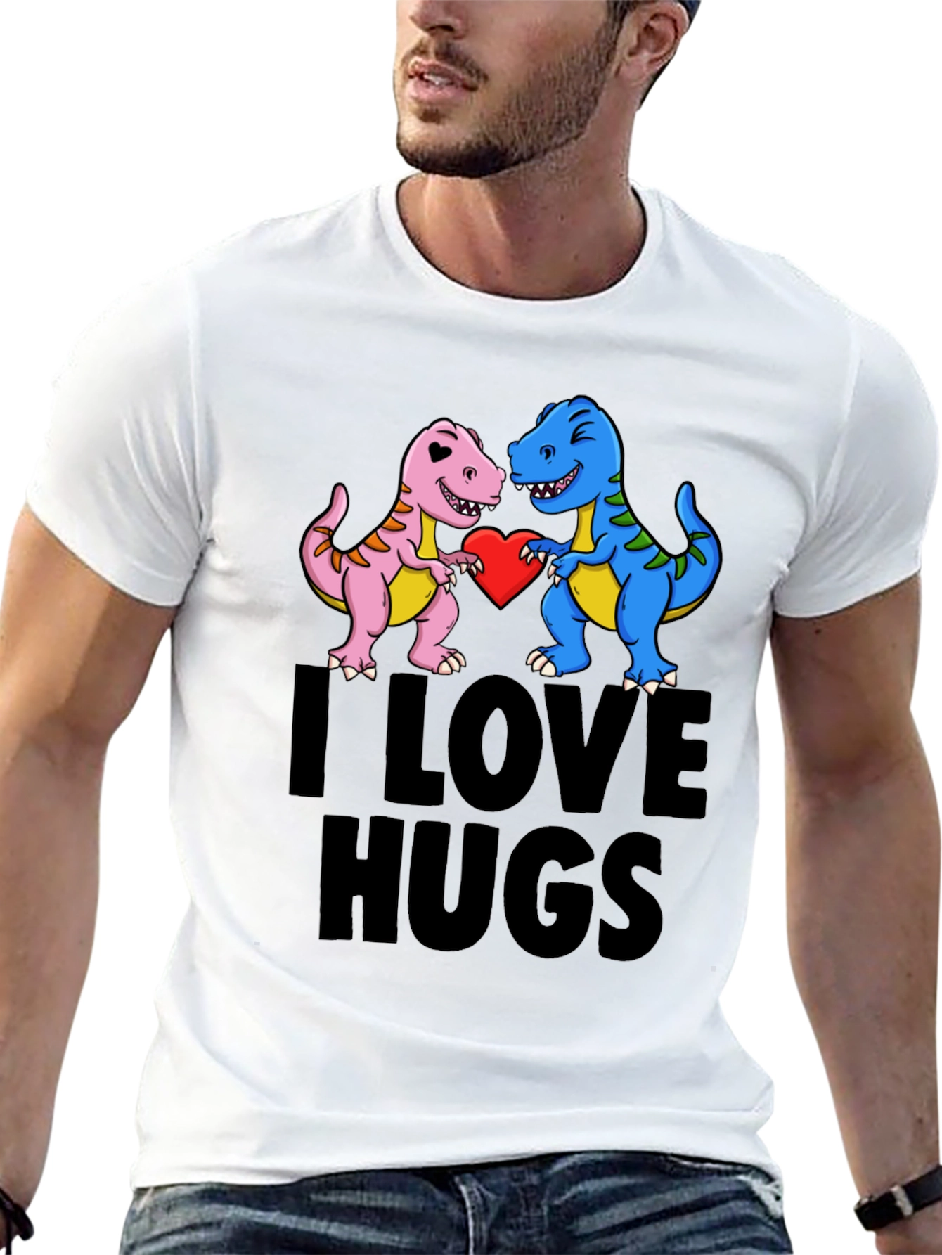 I Love Hugs T-Shirt - Dinosaur Graphic Tee
