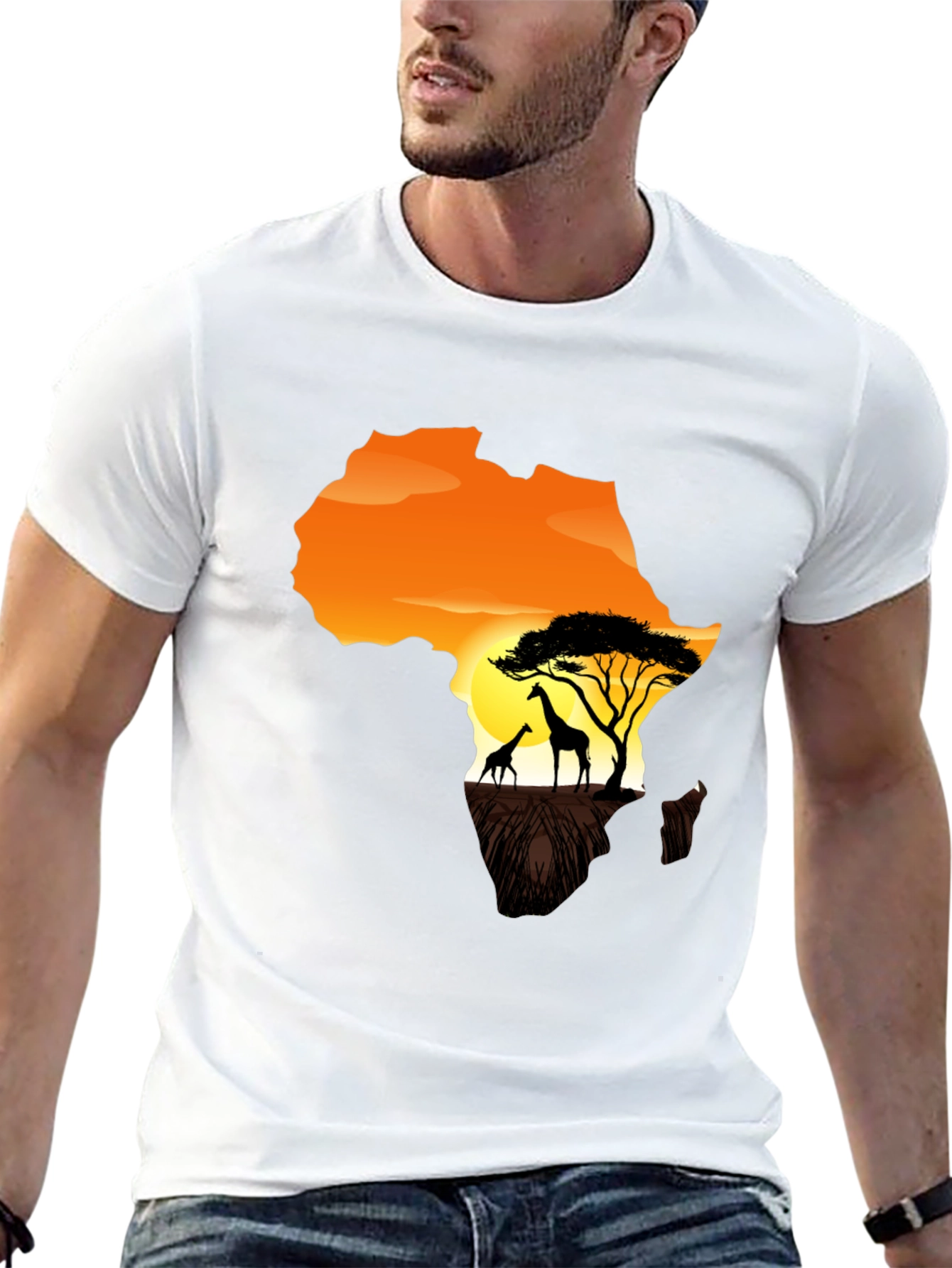 Africa Giraffe Sunset Graphic T-Shirt