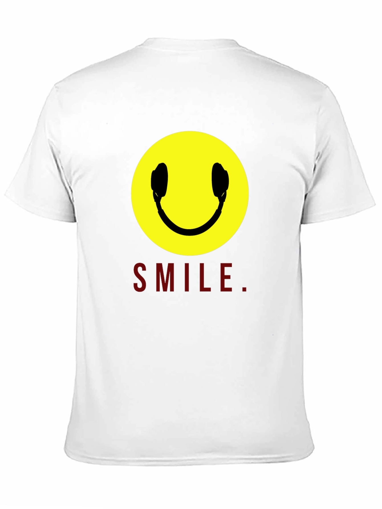 Smiley Face Headphones Graphic T-Shirt