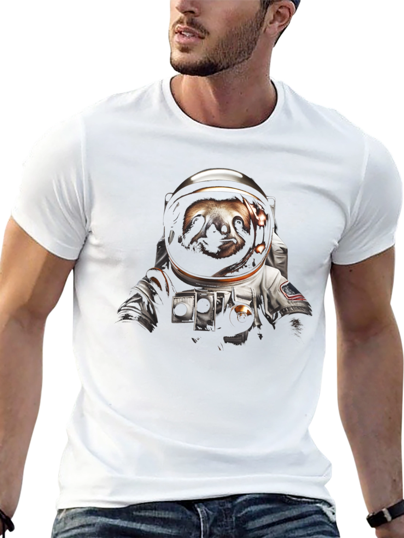 Sloth Astronaut Graphic T-Shirt - Black