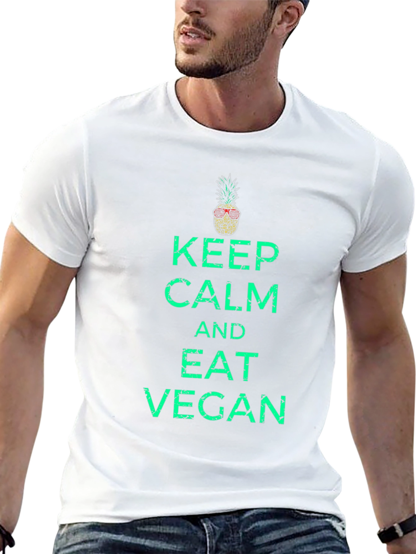 Keep Calm and Eat Vegan T-Shirt - Pineapple