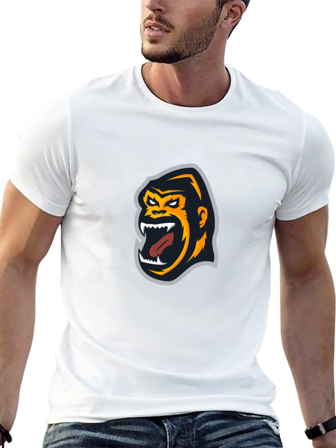 Gorilla Graphic Tee - Black Cotton Blend Shirt