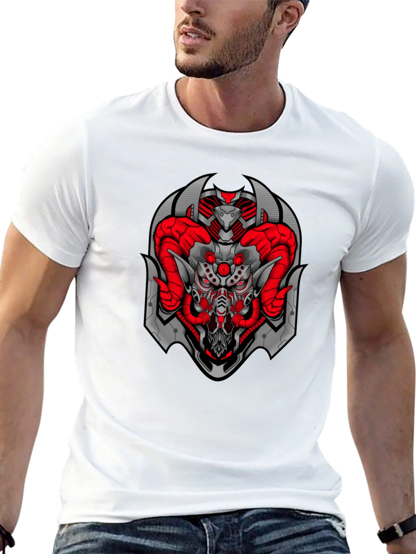 Cyberpunk Ram T-Shirt - Black Graphic Tee