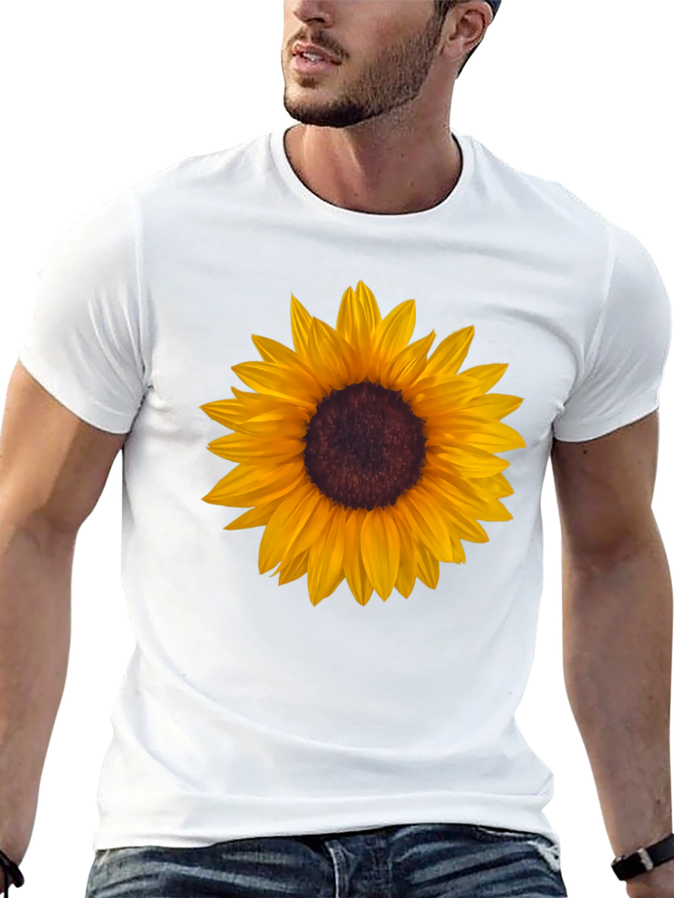 Sunflower Graphic Tee - Black Cotton T-Shirt