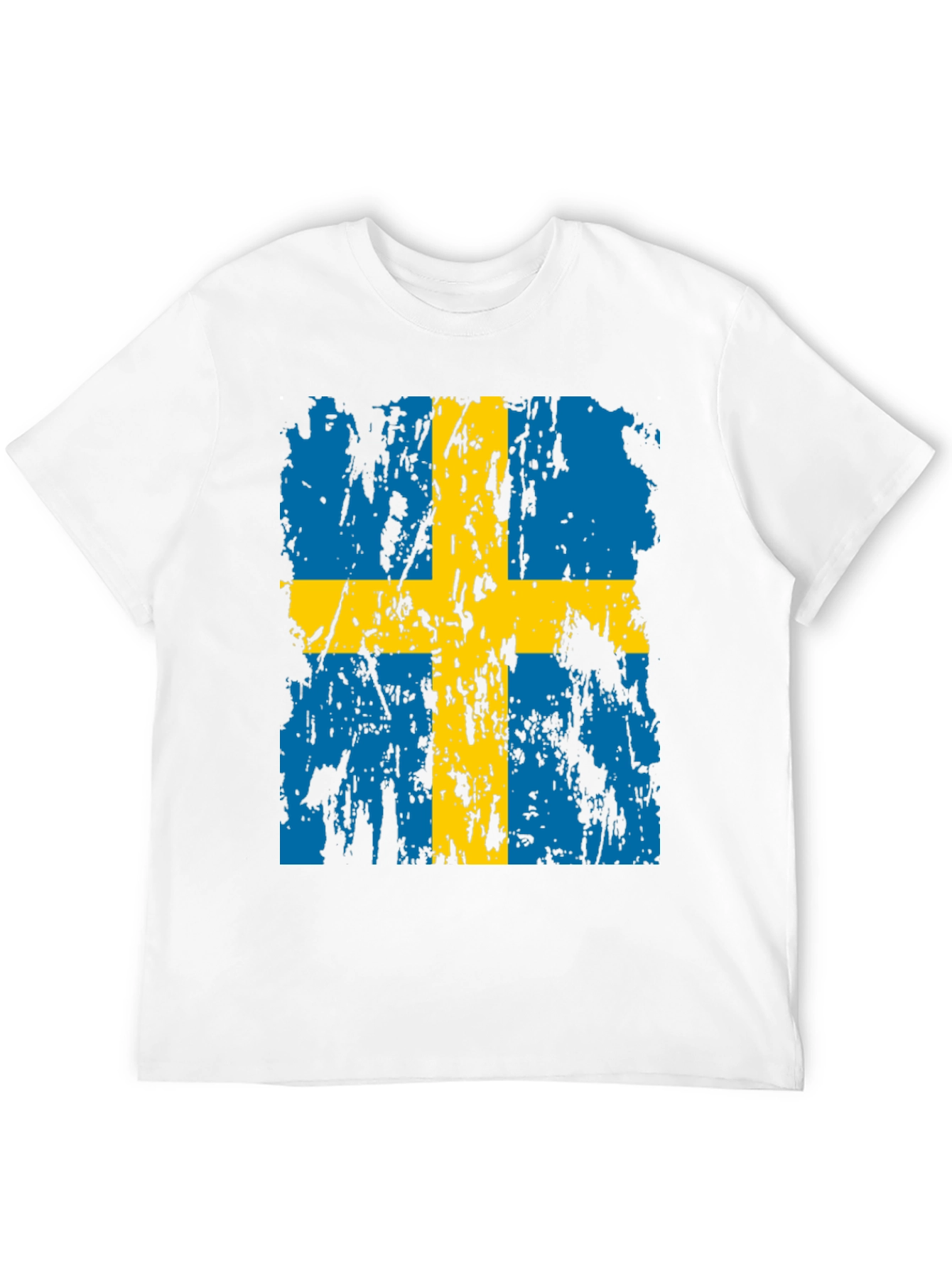Swedish Flag T-Shirt - Distressed Style