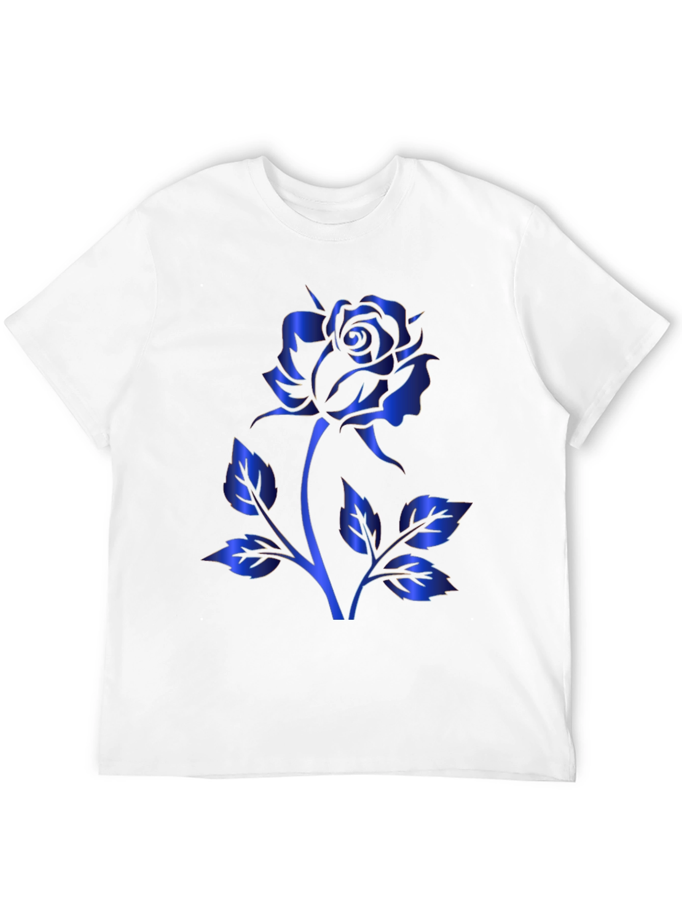 Blue Rose Graphic Print Black T-Shirt