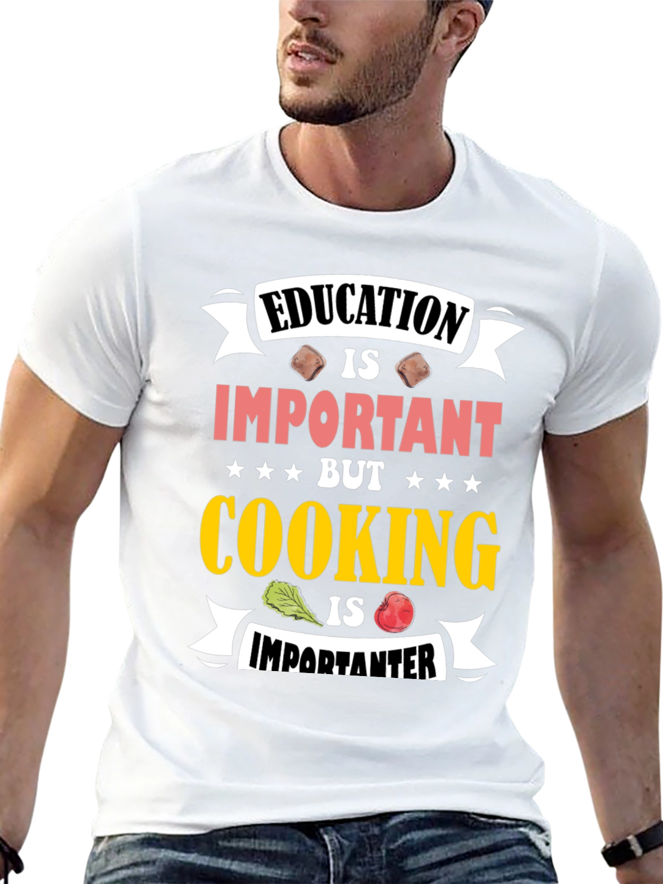 Education Important Cooking Importanter Black T-Shirt