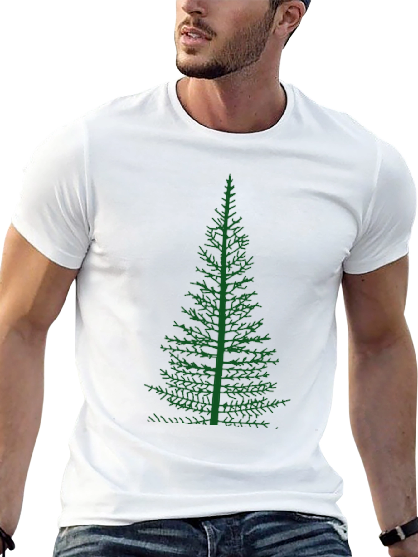 Green Tree Graphic Black T-Shirt