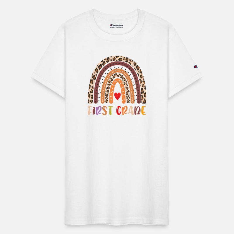 First Grade Teacher Leopard Rainbow