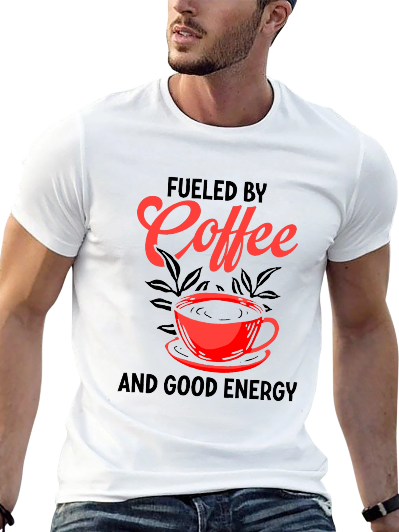 Fueled by Coffee Graphic Tee - Black Cotton Blend