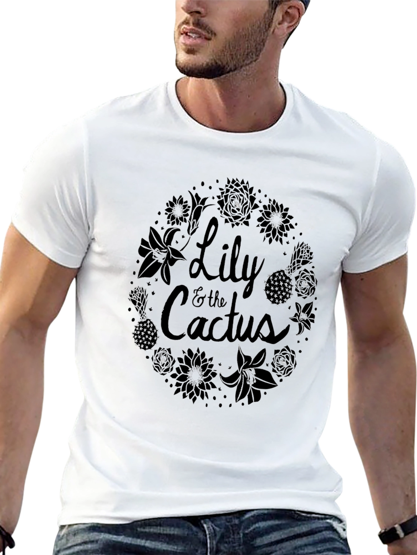 Lily & The Cactus Black Floral Wreath T-Shirt