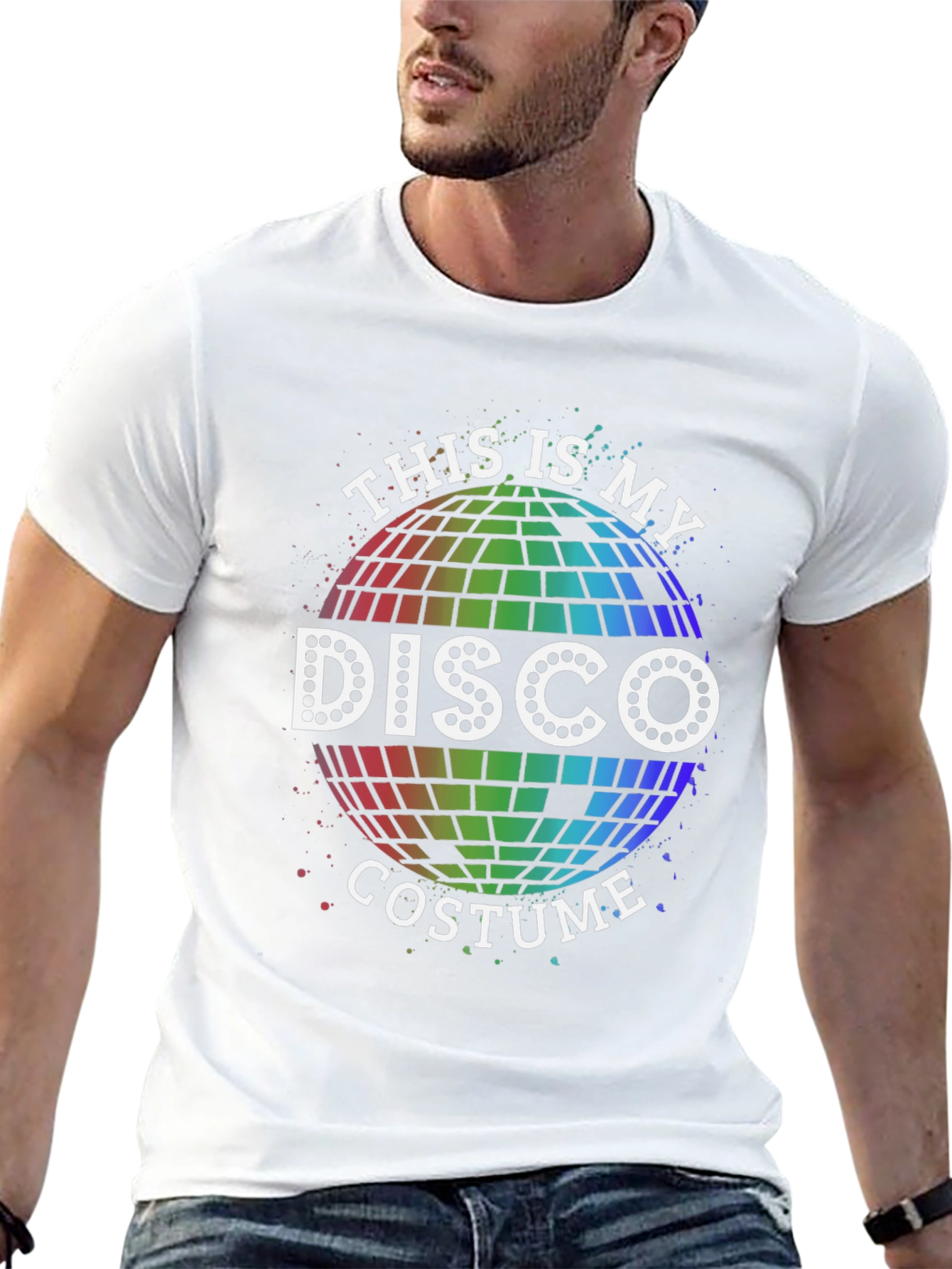 Disco Costume T-Shirt - Rainbow Disco Ball Party Shirt