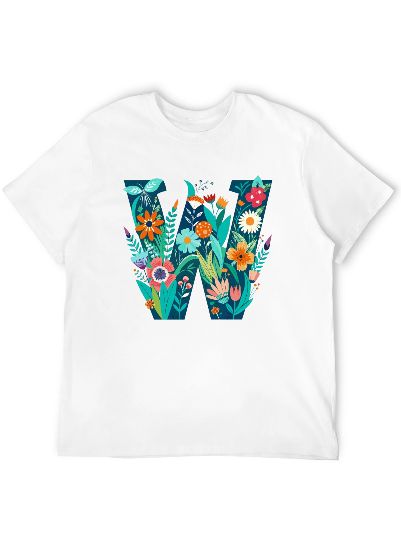 Floral Letter W Graphic T-Shirt