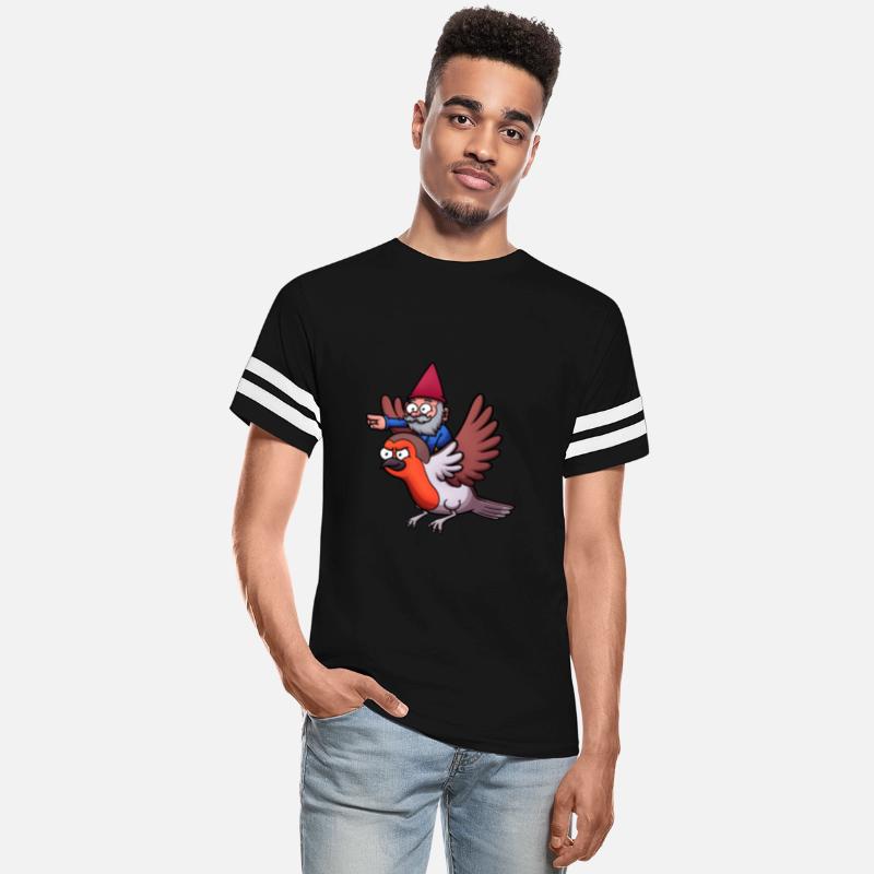 Garden Gnome Riding A Flying Red Robin Bird