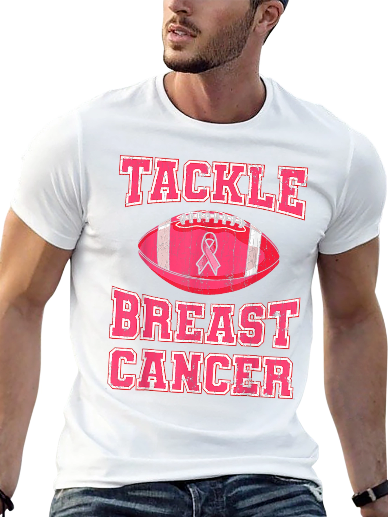 Tackle Breast Cancer Awareness Pink Football T-Shirt