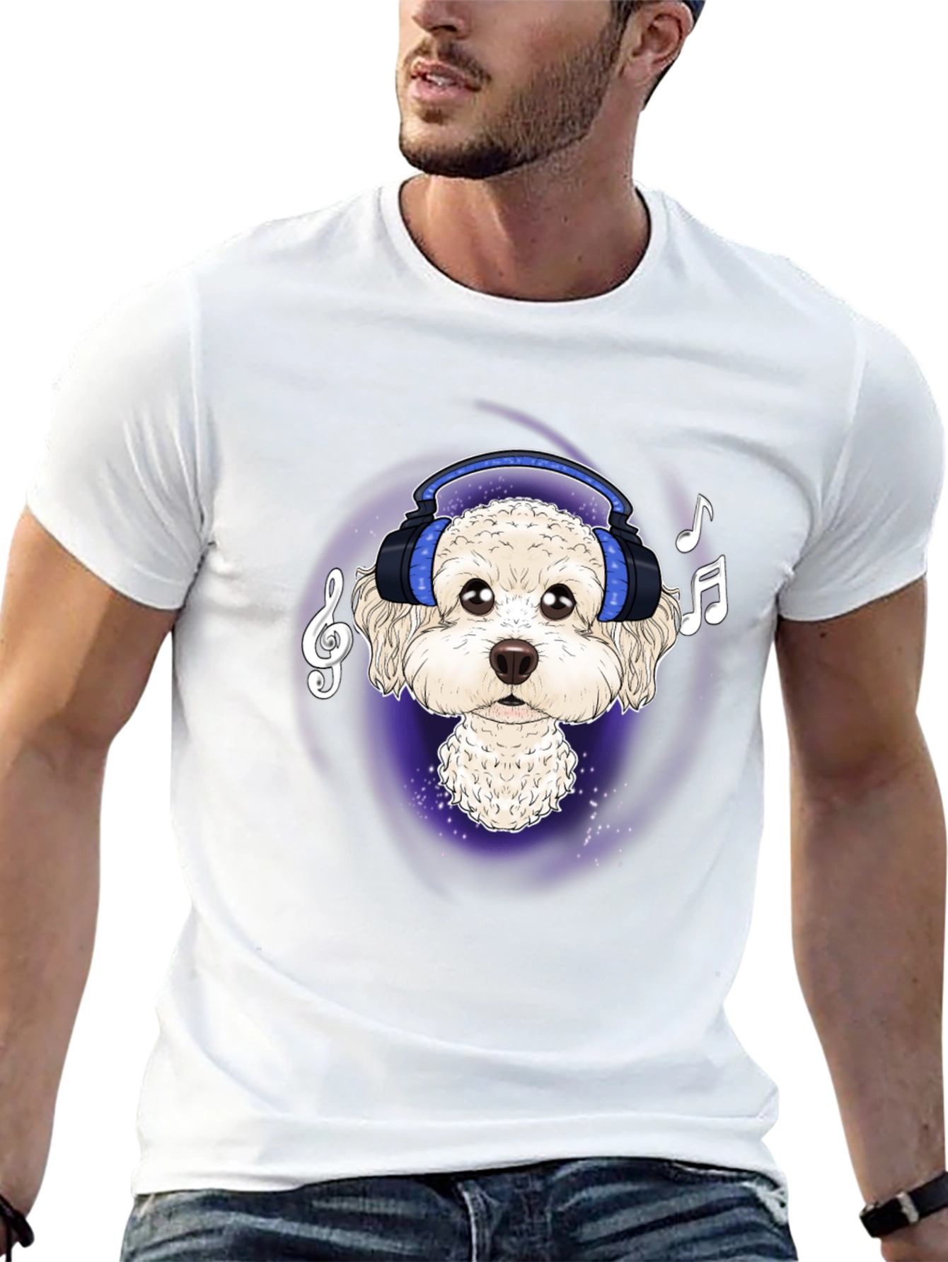 Dog DJ Graphic Tee - Stylish Black Cotton T-Shirt